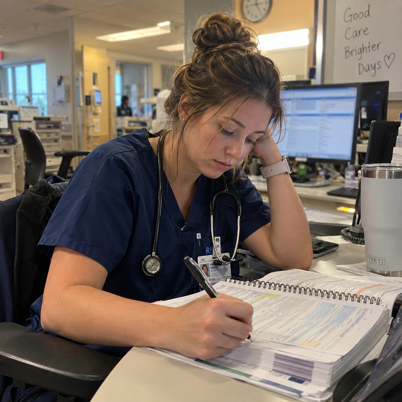 Nurse documenting patient care